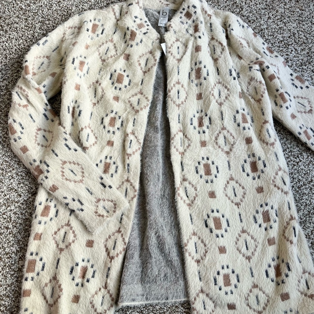 Patterned Cream and Brown Cardigan